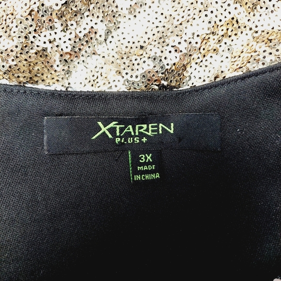 XTAREN Blue Gold Silver Striped Sequin Long Sleeve Evening Formal Dress P6871 - Picture 6 of 8